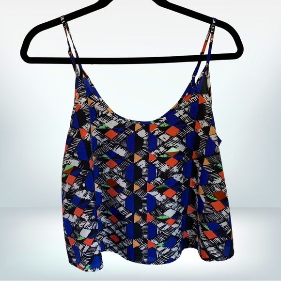 Fire Los Angeles Tops - Fire Los Angeles Vibrant Multicolor Spaghetti Strap Crop Top, size M